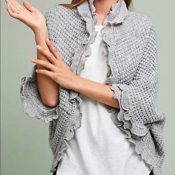 Moth Sweaters - MOTH Anthropologie Rocia Grey Wool Blend Open Cardigan Women’s Size XL